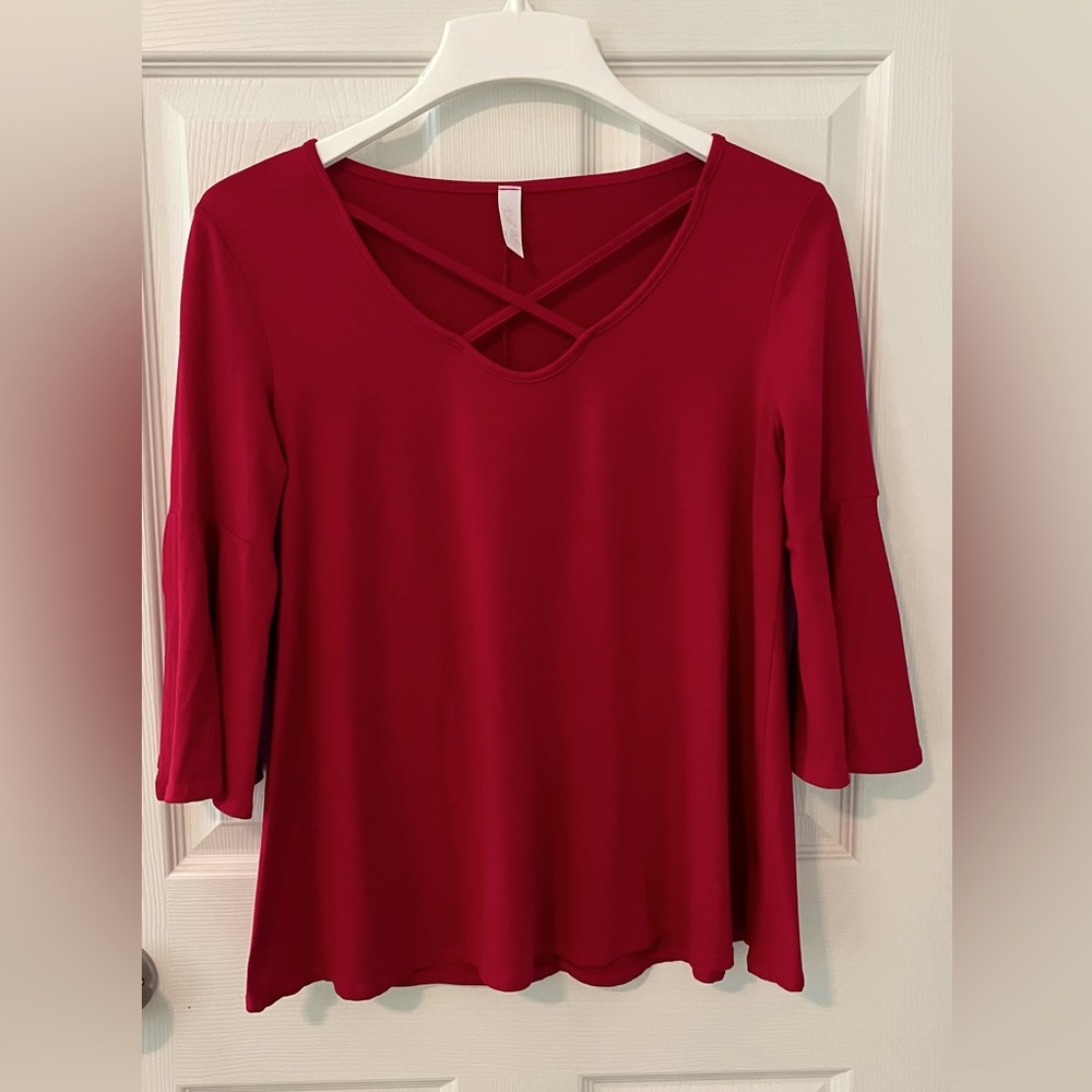 Red Lolly Crossover V-Neck Top - Size L